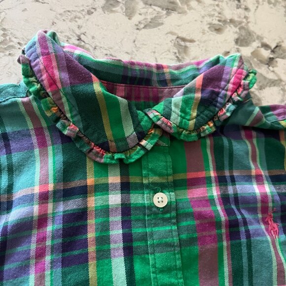 POLO Ralph Lauren plaid ruffled blouse size 5 - Picture 2 of 5